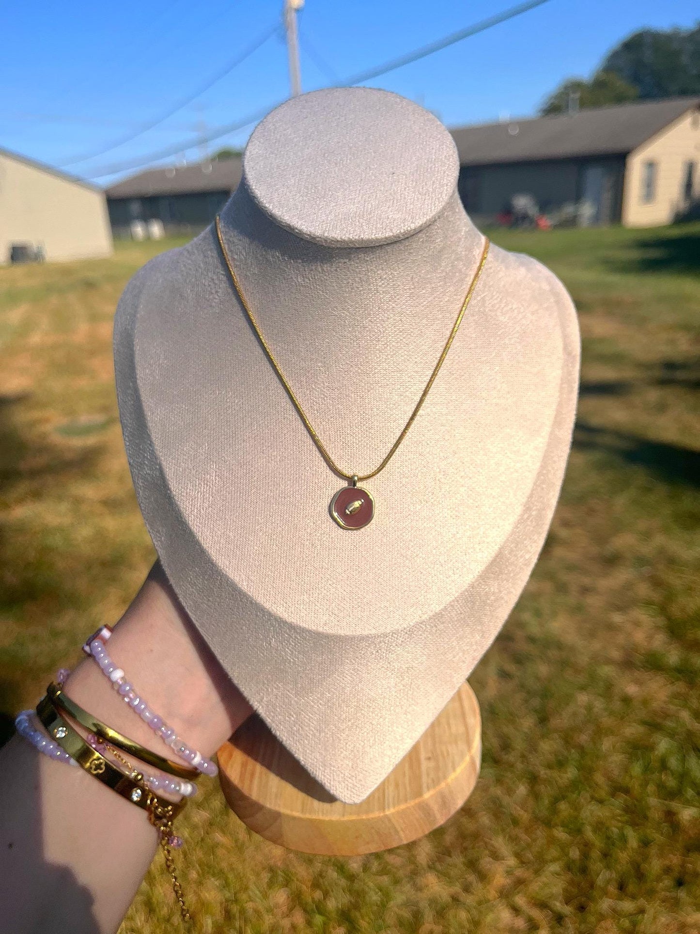 Stainless Steel Football Charm Necklace | Dainty Football Charm | Football Game Pendant Necklace | Snake Chain | Gifts for Football Fans |