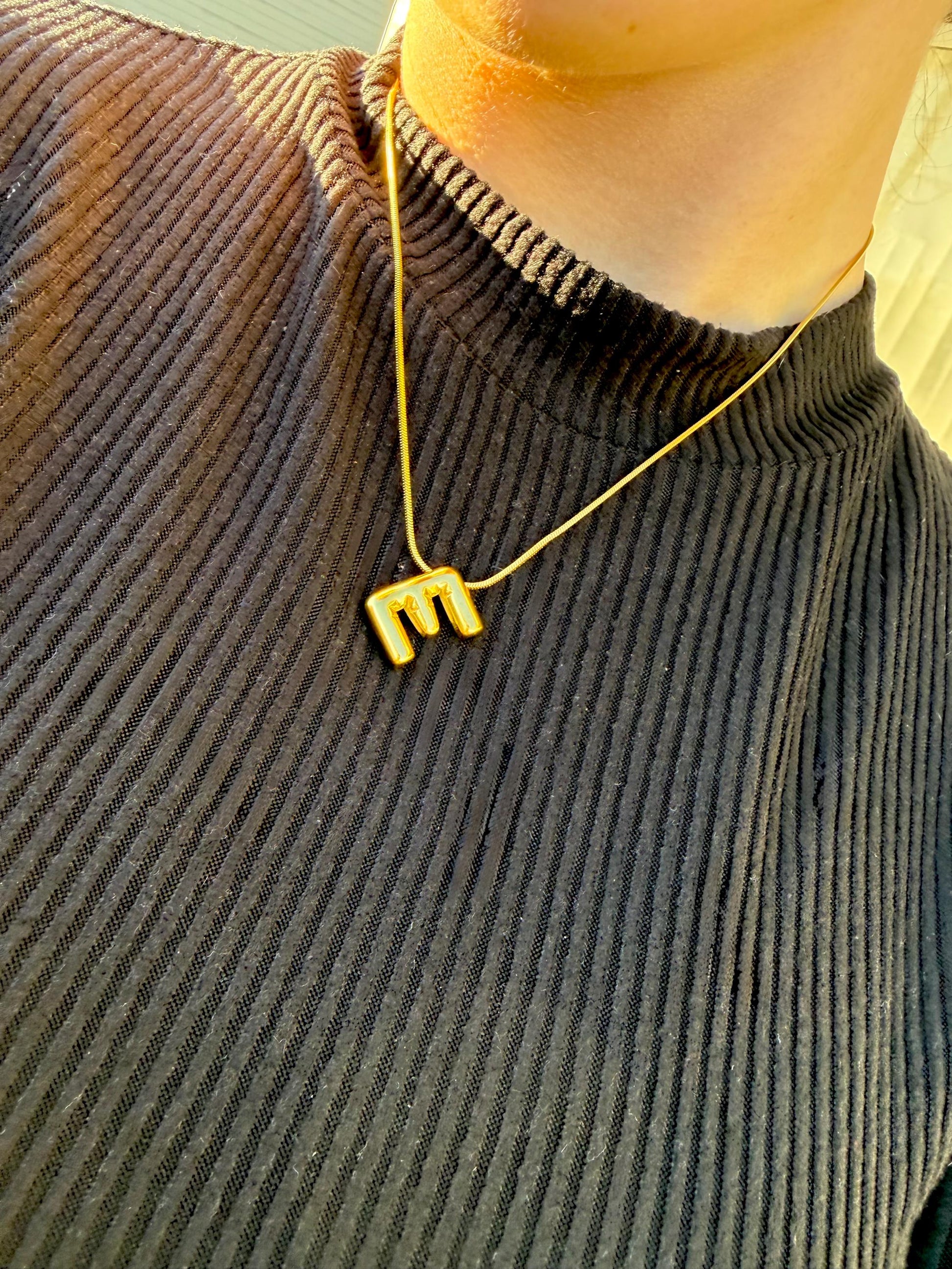Stainless Steel Bubble Letter Initial Necklace | Custom Initial | Statement Necklace | Non Tarnish Gold Stainless Steel | Stacking Necklaces