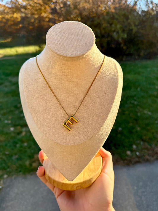 Stainless Steel Bubble Letter Initial Necklace | Custom Initial | Statement Necklace | Non Tarnish Gold Stainless Steel | Stacking Necklaces