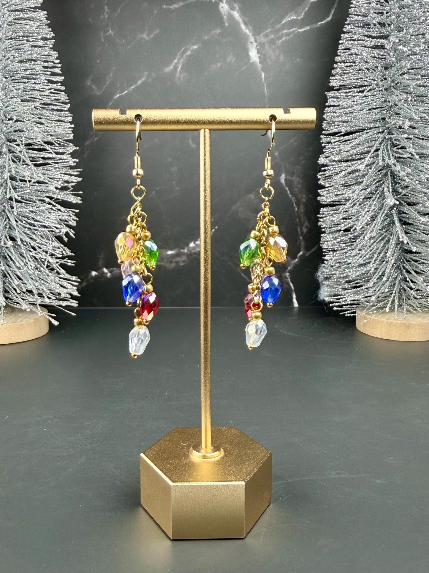 Beaded Christmas Light Earrings | Lightbulb Earrings | Christmas Lights | Christmas Earrings | Holiday Party | Gifts for Women | Lightweight