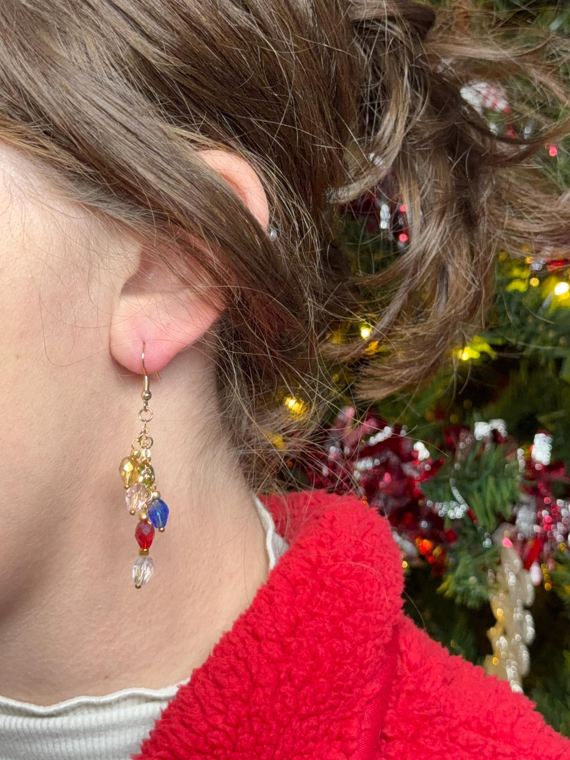 Beaded Christmas Light Earrings | Lightbulb Earrings | Christmas Lights | Christmas Earrings | Holiday Party | Gifts for Women | Lightweight