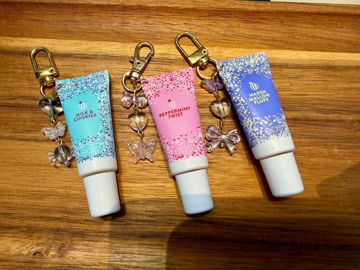 Mini Lipgloss w/ Charms | Eos Holiday Lipgloss w/ Charms | Lippies | Lipgloss Charms | Bridesmaids | Stocking Stuffers | Gifts for Girls |