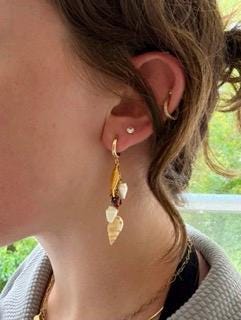 Mariner Charm Huggies | Stainless Steel Water Resistant Huggies | Shell Ocean Beach Earrings |