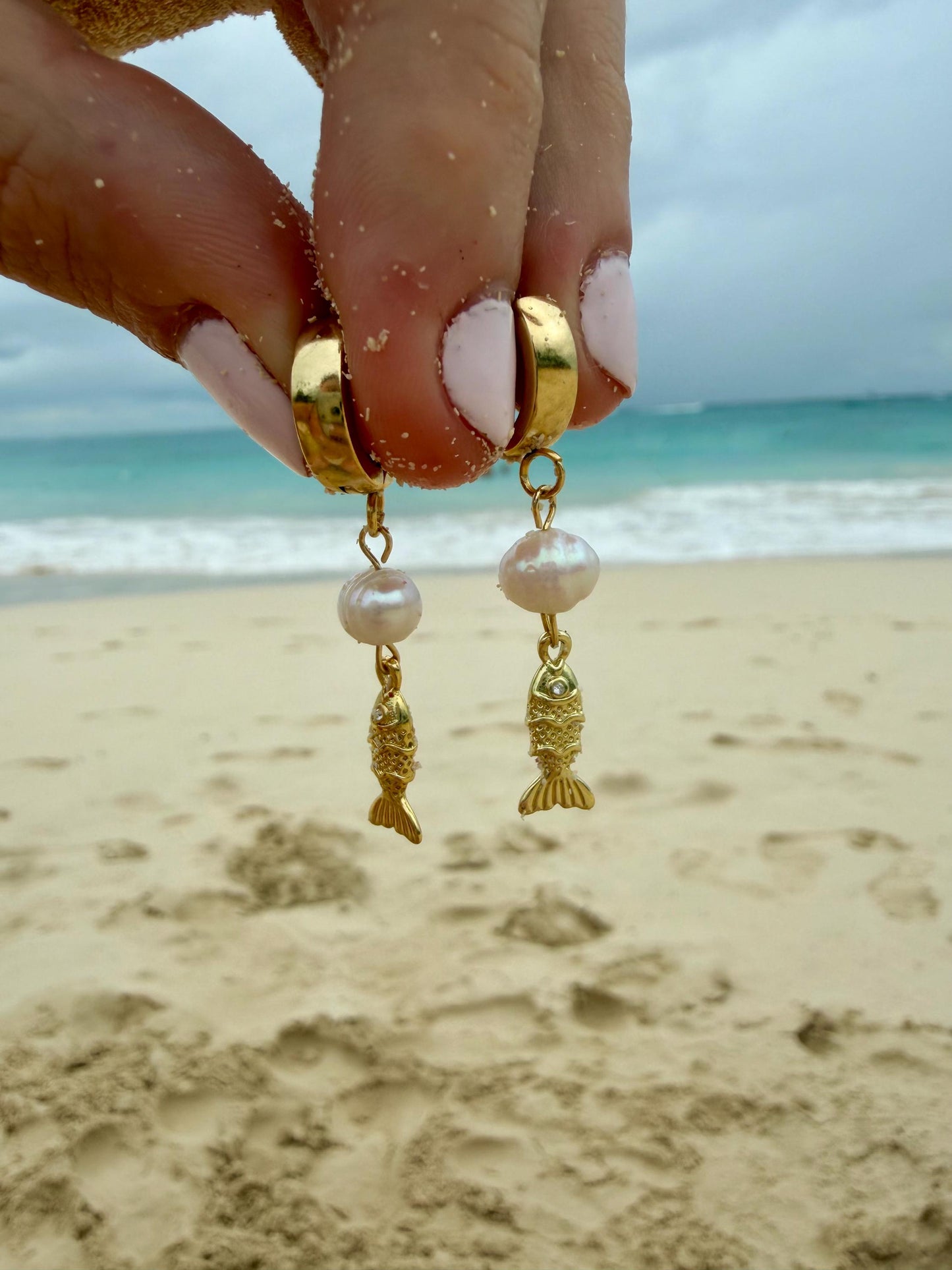 Fisherman's Cove Huggies | Stainless Steel Water Resistant Huggies | Beach Summer Ocean Earrings |
