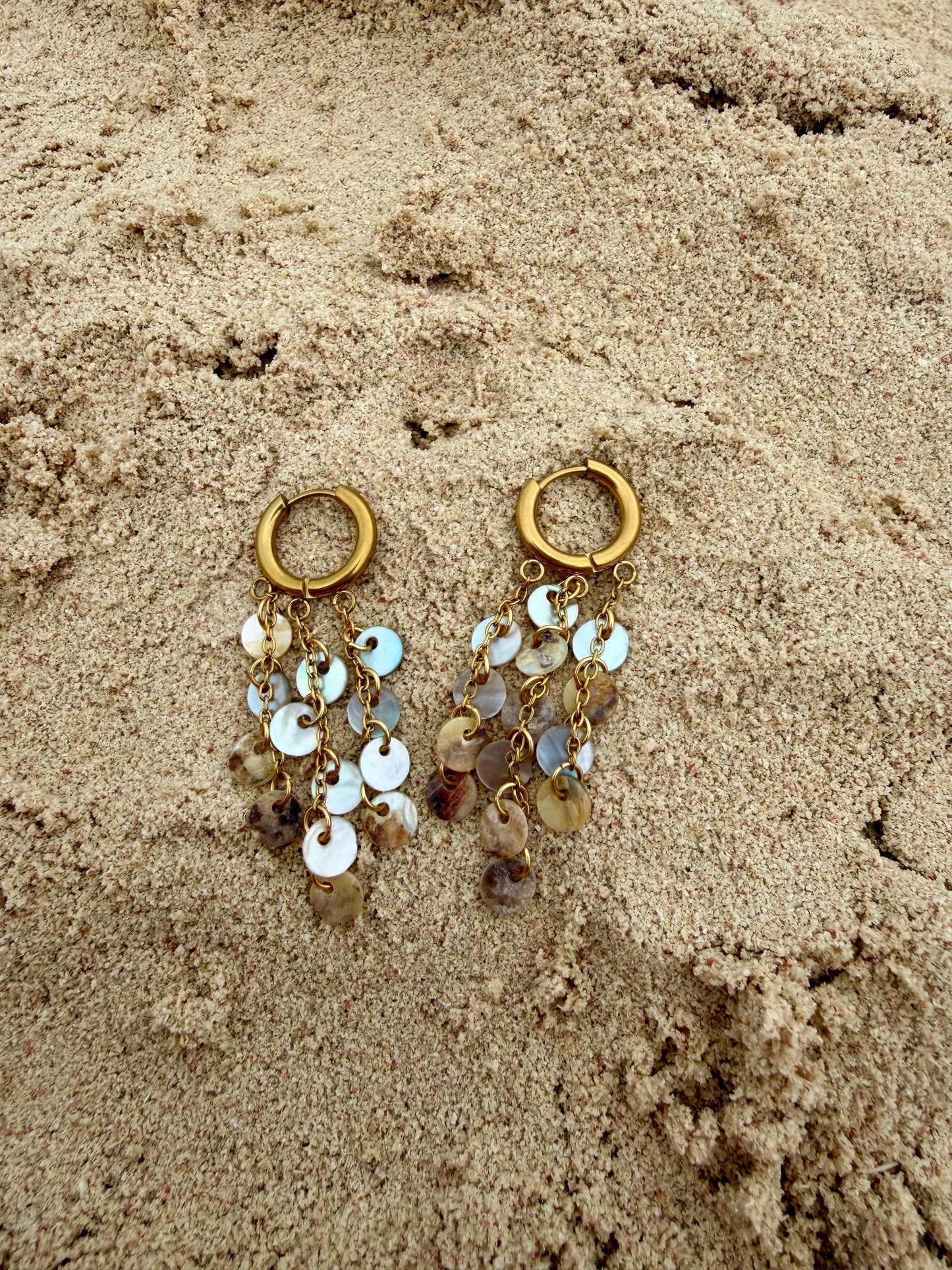 Seafoam Cascade Hoops | Stainless Steel Water Resistant Hoops | Summer Ocean Beach Hoop Earrings |