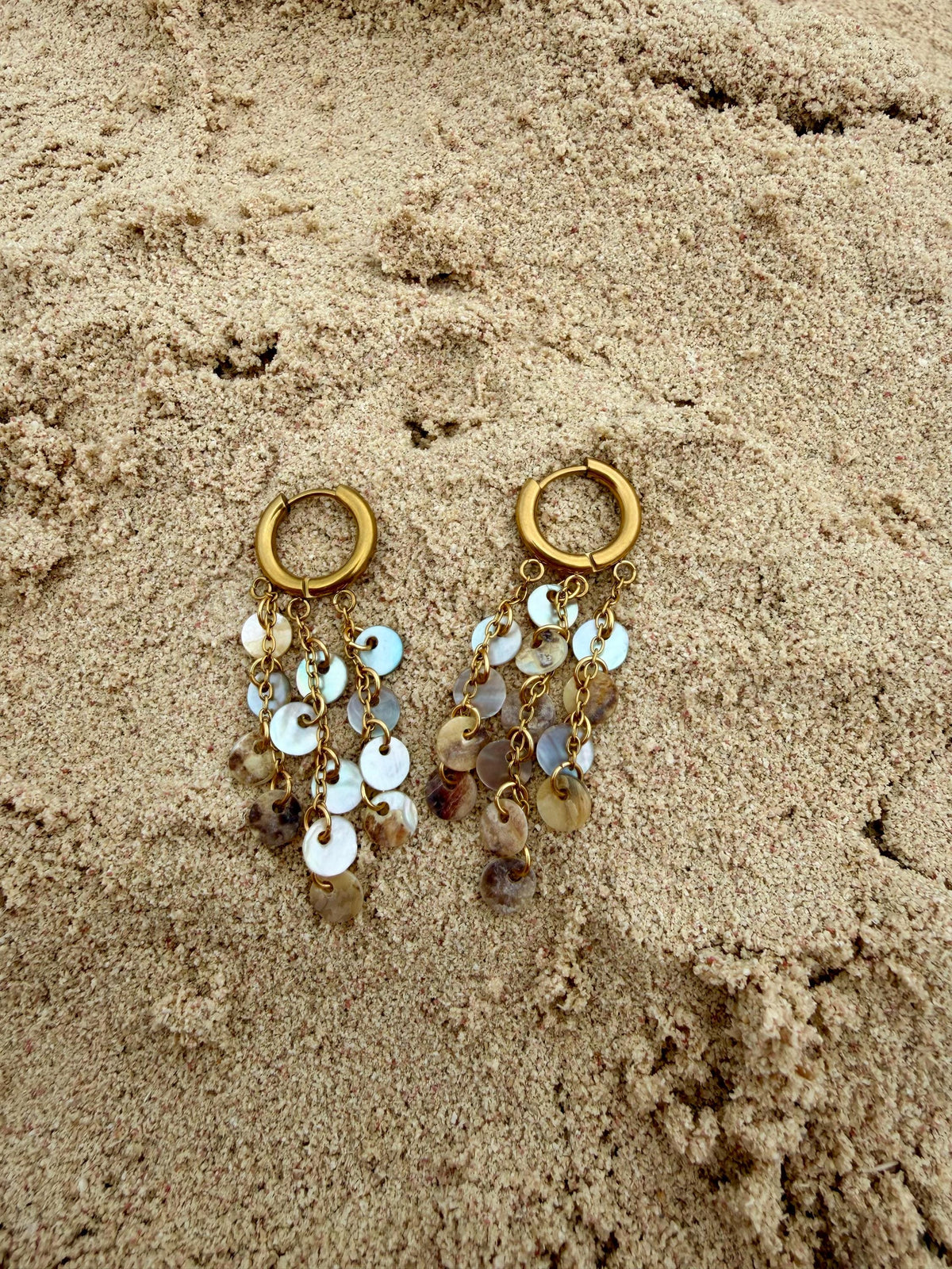 Seafoam Cascade Hoops | Stainless Steel Water Resistant Hoops | Summer Ocean Beach Hoop Earrings |