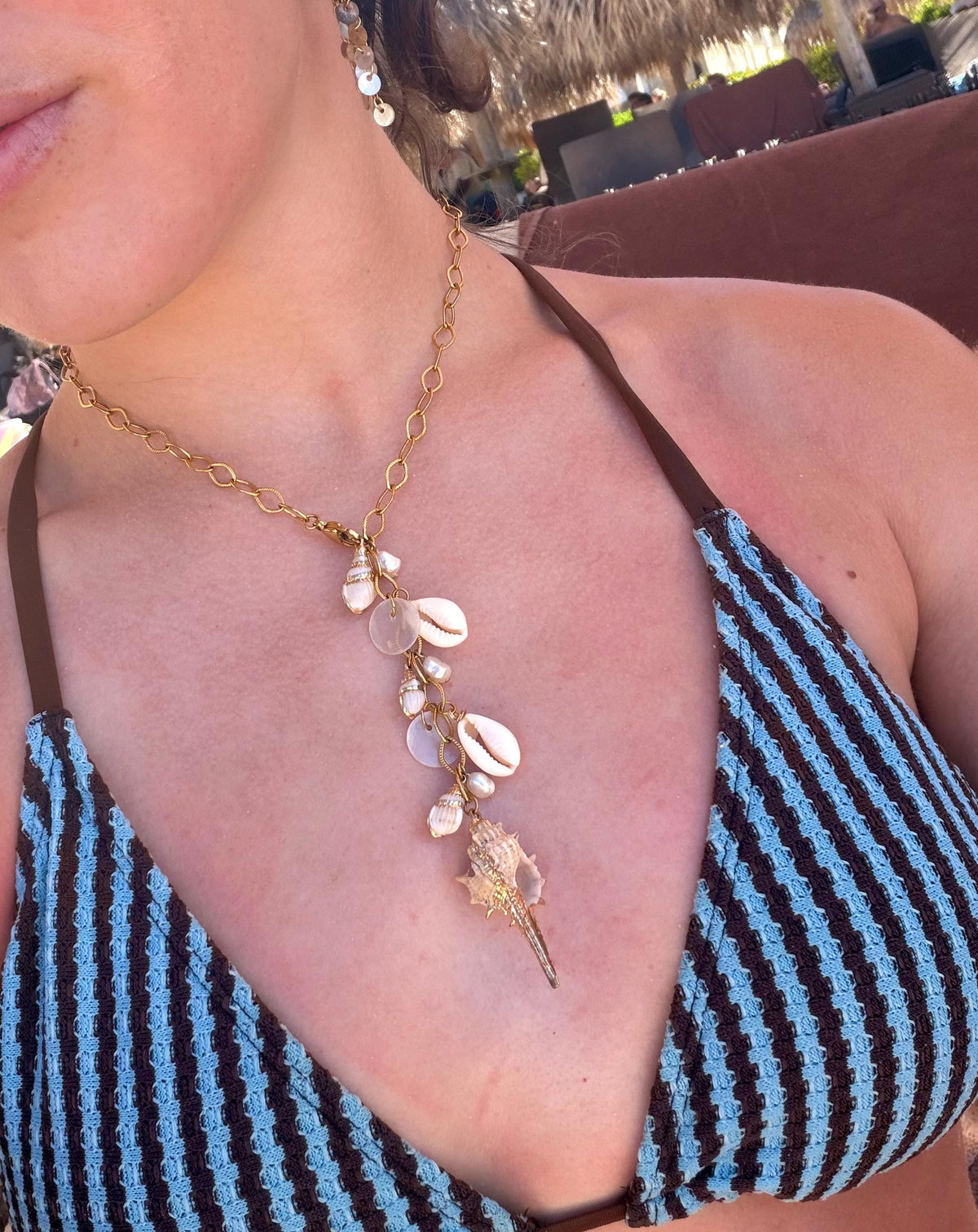 Ocean Treasure Lariat Necklace | Stainless Steel Necklace | Ocean Summer Shell Beach Necklace |