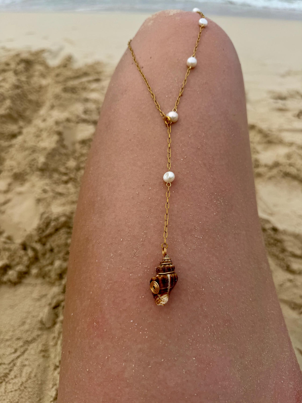 The Sirena Lariat Necklace | Stainless Steel Necklace | Summer Beach Ocean Shell Necklace