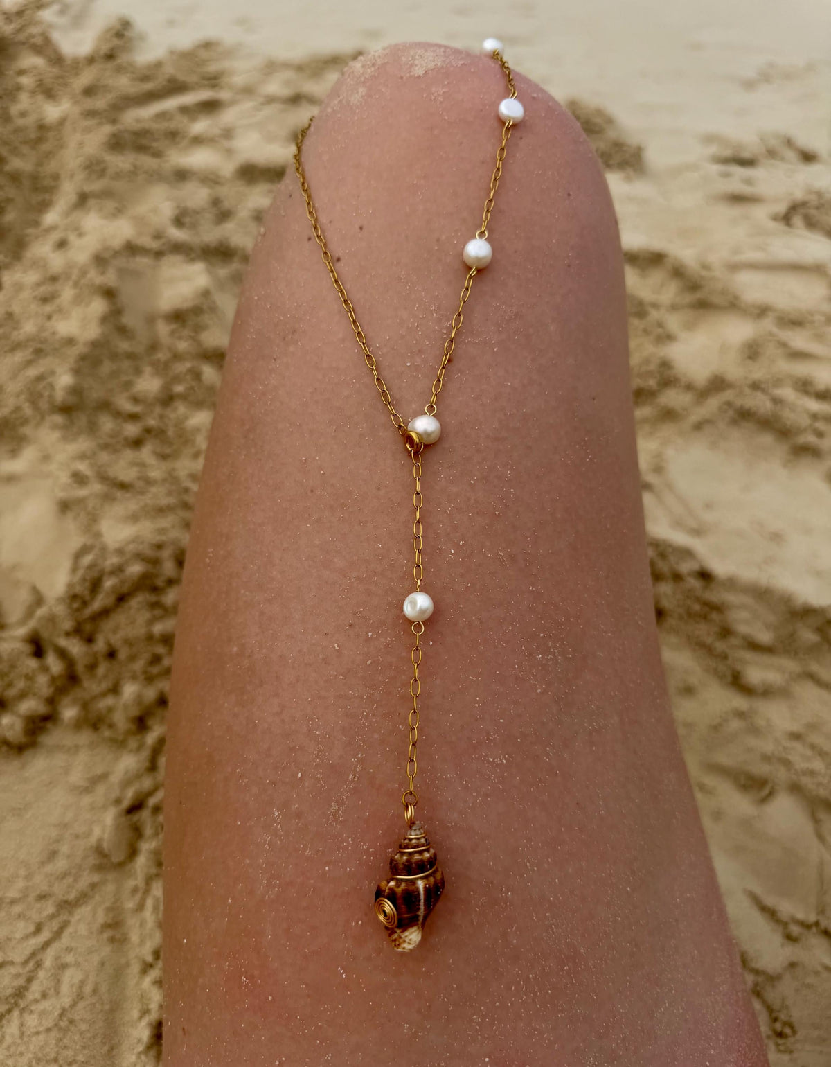 The Sirena Lariat Necklace | Stainless Steel Necklace | Summer Beach Ocean Shell Necklace