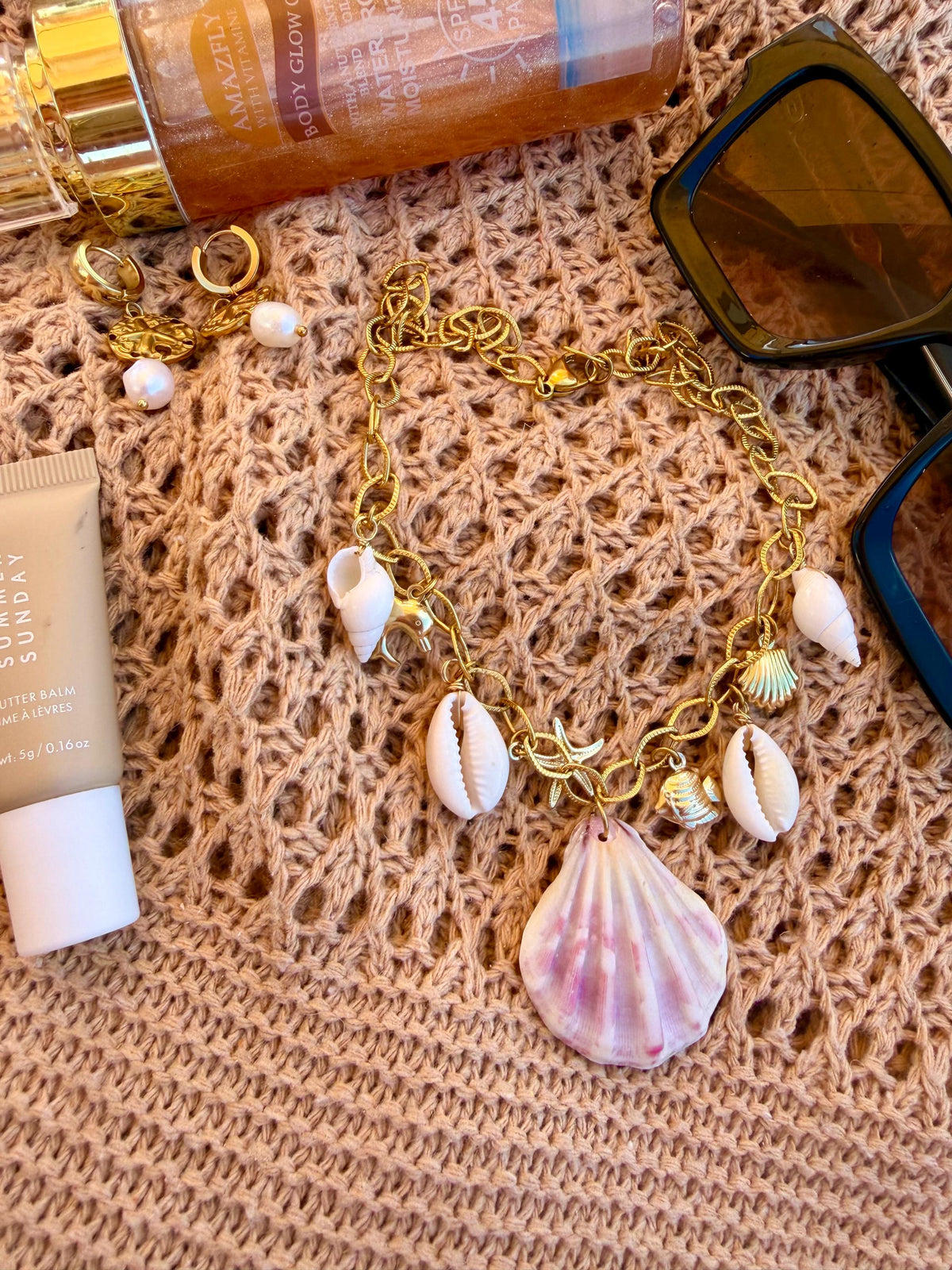 Soleil Charm Necklace | Stainless Steel Water Resistant Necklace | Summer Beach Ocean Necklace |