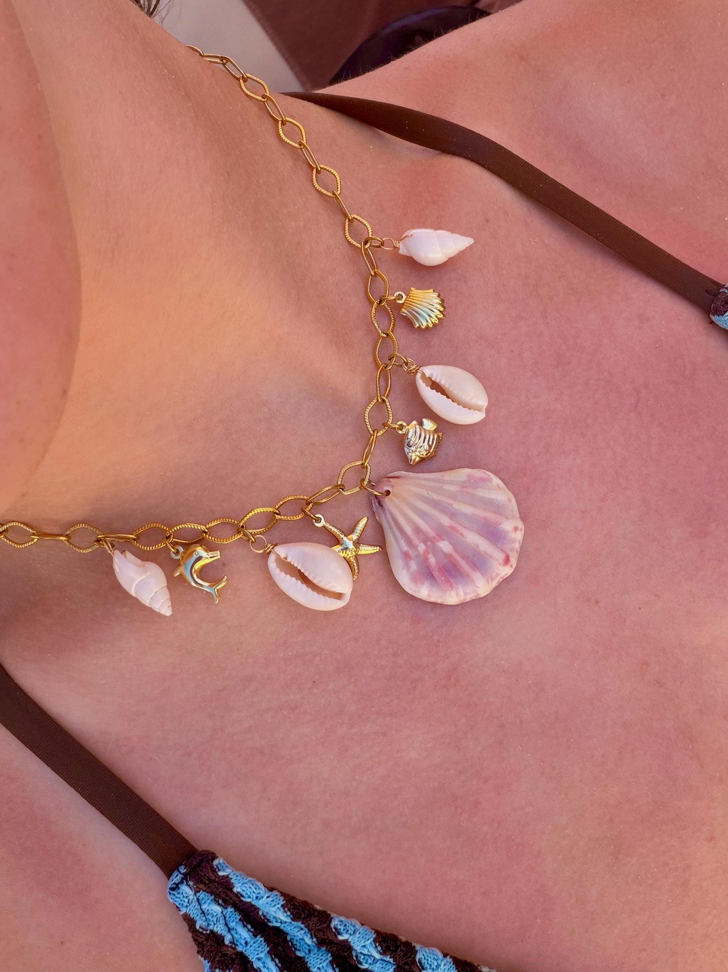 Soleil Charm Necklace | Stainless Steel Water Resistant Necklace | Summer Beach Ocean Necklace |