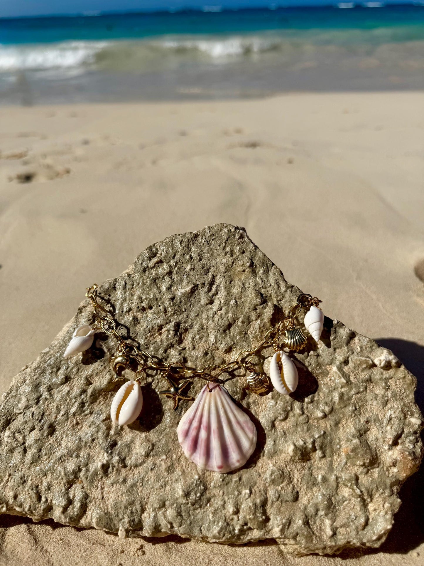 Soleil Charm Necklace | Stainless Steel Water Resistant Necklace | Summer Beach Ocean Necklace |