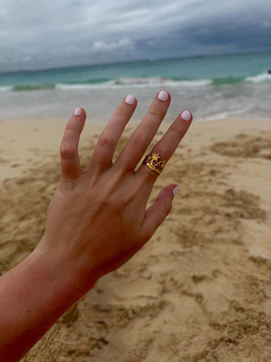 Paradise Ring | Adjustable | Stainless Steel Water Resistant Ring | Summer Ocean Beach Jewelry |