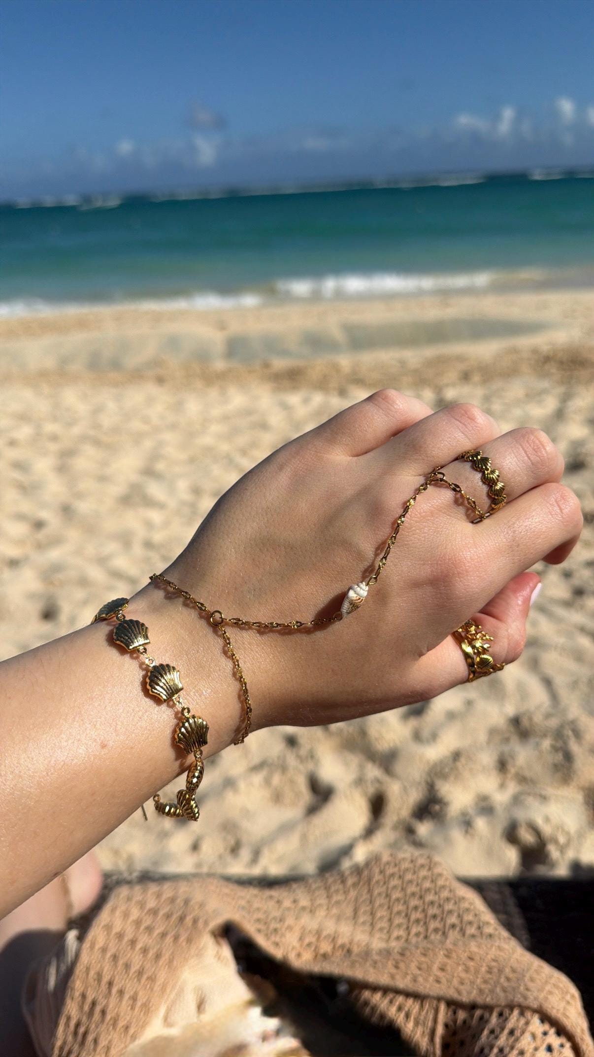 Drift Shell Hand Chain | Stainless Steel Water Resistant | Summer Ocean Shell Hand Chain |