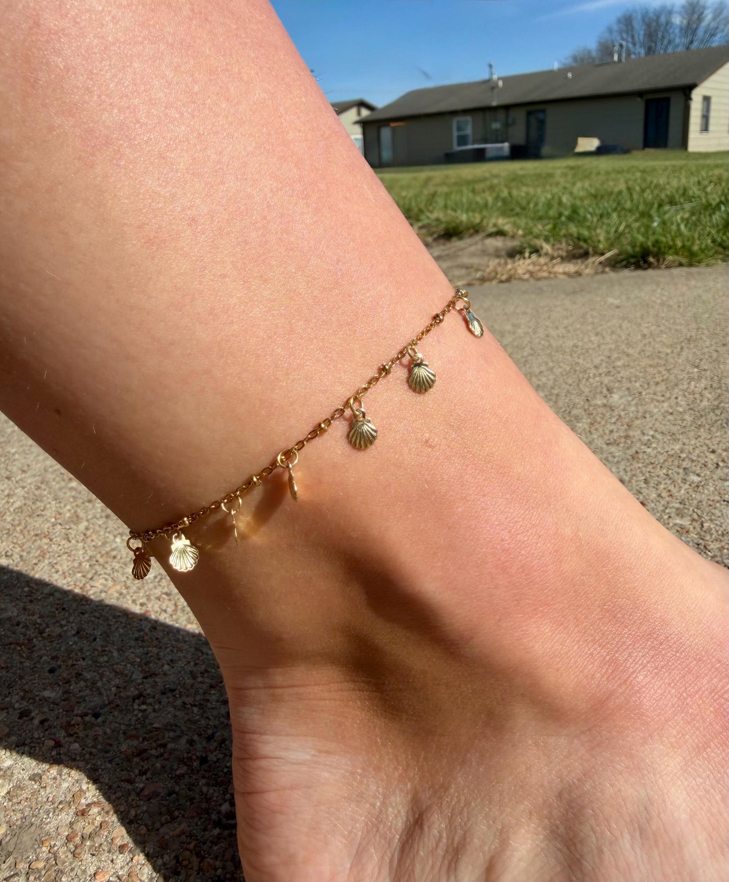 Seashell Drift Anklet | Stainless Steel Water Resistant | Summer Beach Ocean Jewelry |