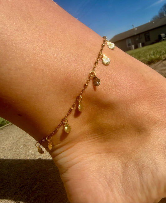Seashell Drift Anklet | Stainless Steel Water Resistant | Summer Beach Ocean Jewelry |