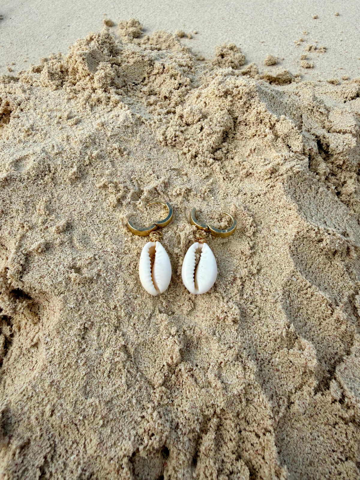 Cowrie Cove Huggies | Stainless Steel Water Resistant Huggies | Summer Beach Earrings |