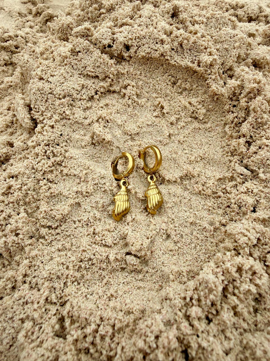 Mermaid Spiral Huggies | Stainless Steel Water Resistant Huggies | Summer Beach Ocean Earrings |