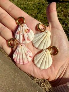 Seashell Statement Hoops | Stainless Steel Water Resistant Hoops | Beach Summer Ocean Earrings |