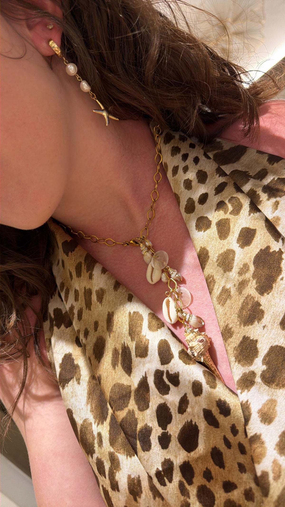 Ocean Treasure Lariat Necklace | Stainless Steel Necklace | Ocean Summer Shell Beach Necklace |
