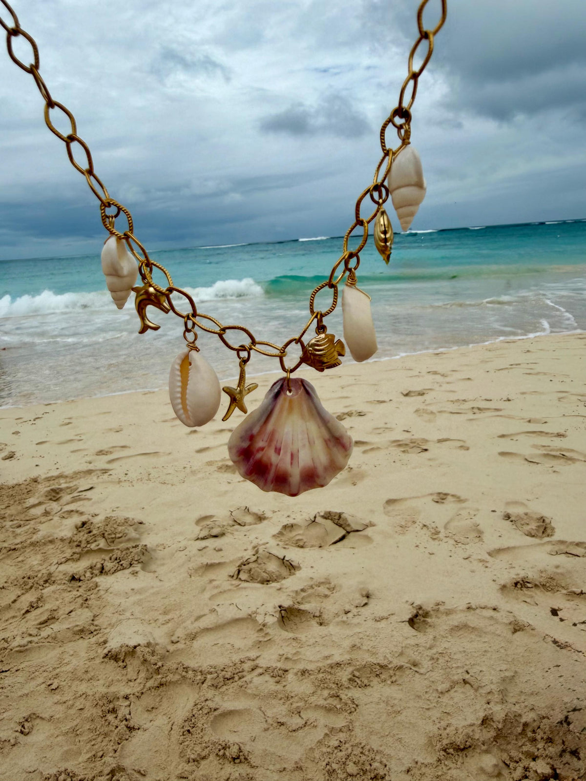 Soleil Charm Necklace | Stainless Steel Water Resistant Necklace | Summer Beach Ocean Necklace |