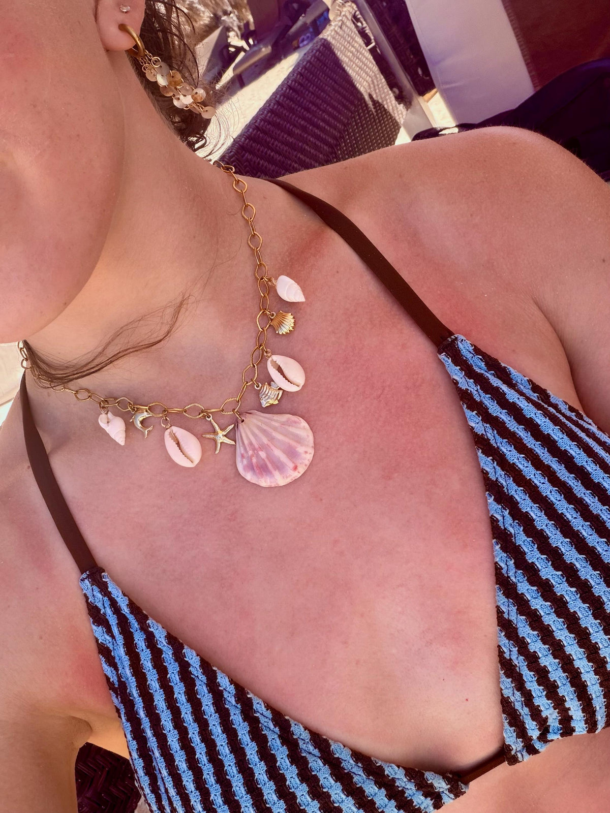 Soleil Charm Necklace | Stainless Steel Water Resistant Necklace | Summer Beach Ocean Necklace |