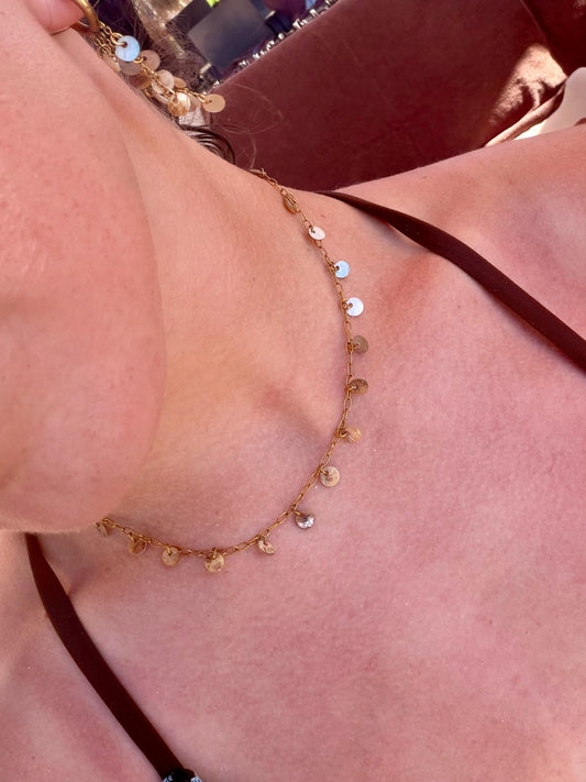 Soleil Shimmer Necklace | Stainless Steel Water Resistant | Ocean Summer Beach Necklace |