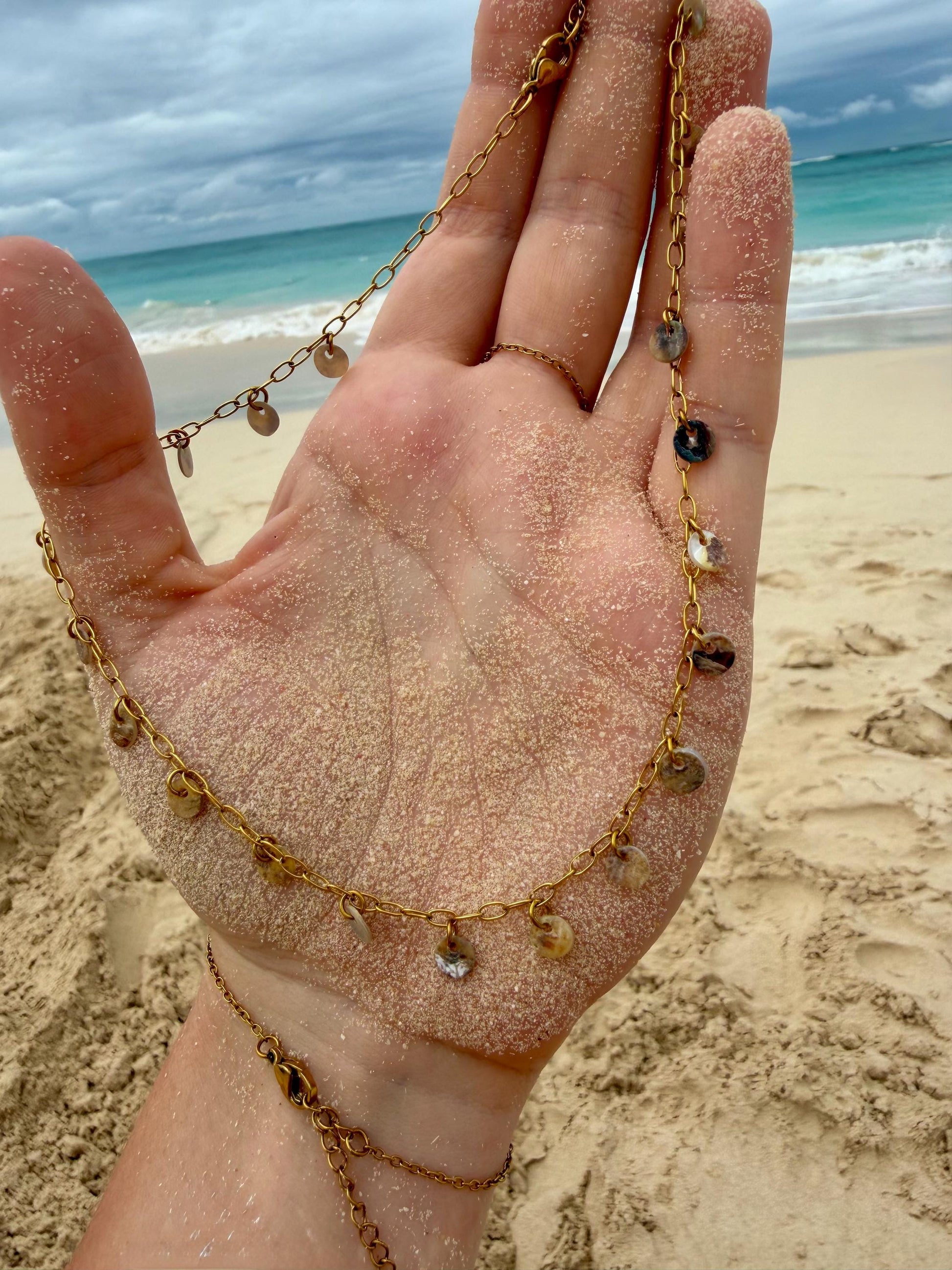 Soleil Shimmer Necklace | Stainless Steel Water Resistant | Ocean Summer Beach Necklace |