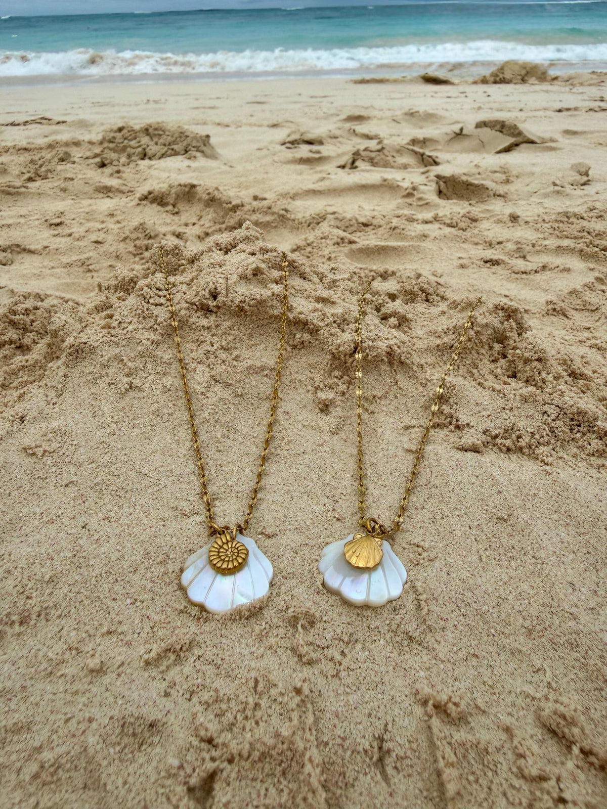Golden Scallop Necklace | Stainless Steel Water Resistant | Summer Ocean Beach Necklace |