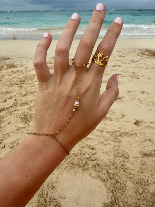 Drift Shell Hand Chain | Stainless Steel Water Resistant | Summer Ocean Shell Hand Chain |