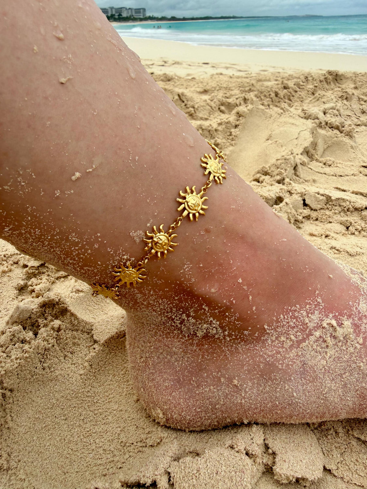 Solstice Anklet | Stainless Steel Water Resistant | Summer Ocean Beach Jewelry |