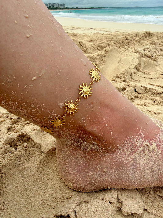 Solstice Anklet | Stainless Steel Water Resistant | Summer Ocean Beach Jewelry |