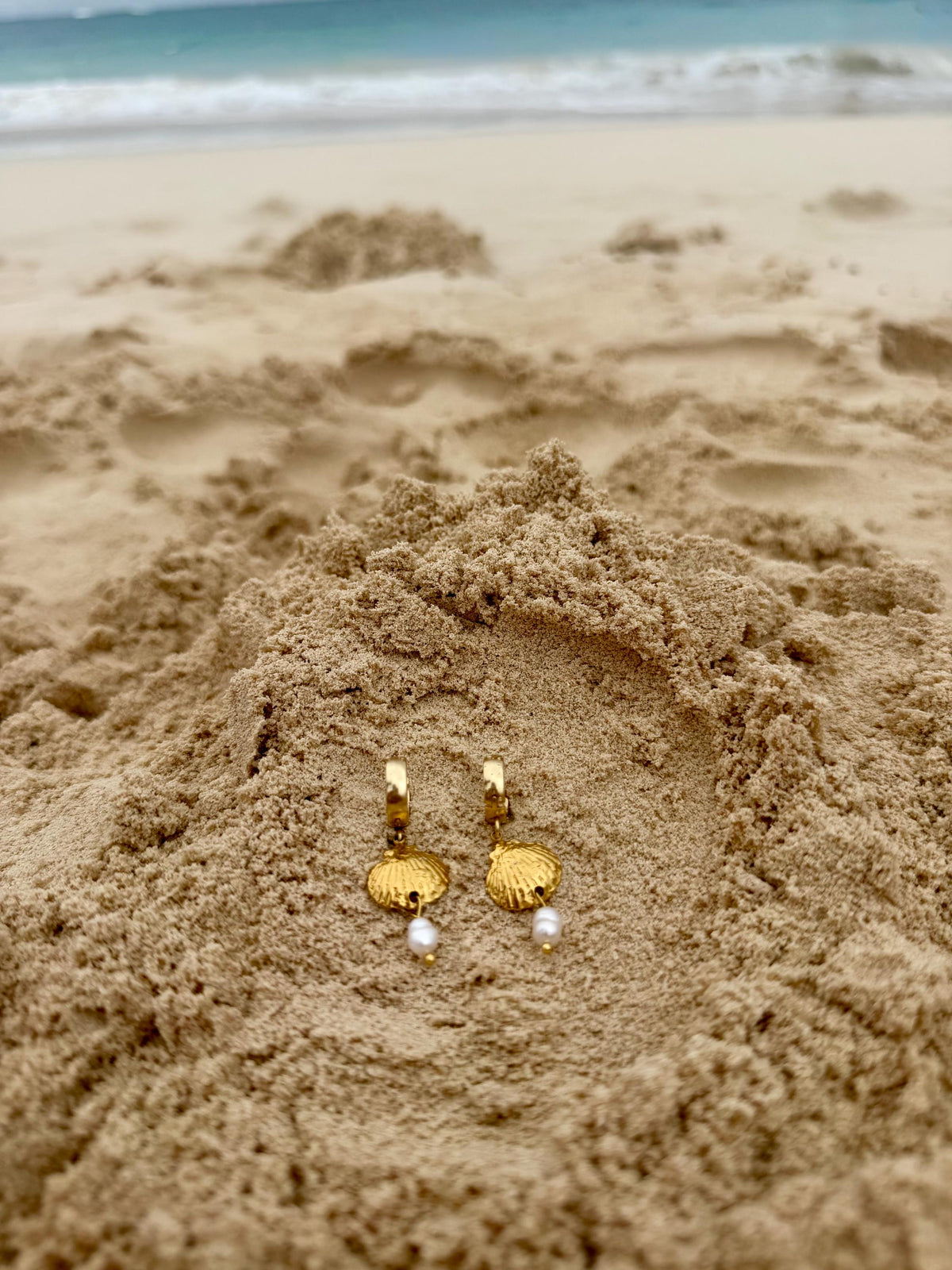 Seafarer Pearl Huggies | Gold Shell & Pearl Earrings | Stainless Steel Huggie Hoops | Coastal Jewelry | Beach Earrings