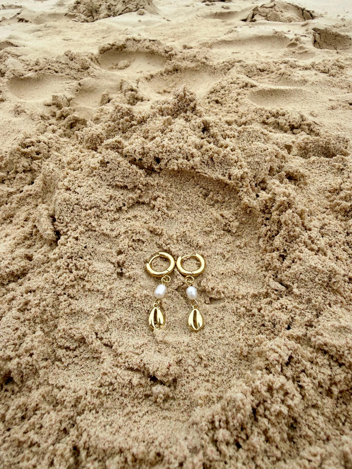 Cowrie Pearl Huggies | Gold Cowrie Shell & Pearl Earrings | Stainless Steel Hoop Earrings | Coastal Jewelry | Beach Earrings | Dainty |
