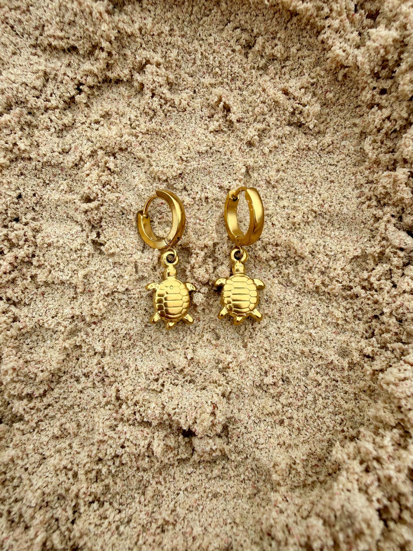 Sea Turtle Huggies | Gold Turtle Earrings | Stainless Steel Hoop Earrings | Beach Jewelry | Coastal Earrings | Ocean Inspired Jewelry