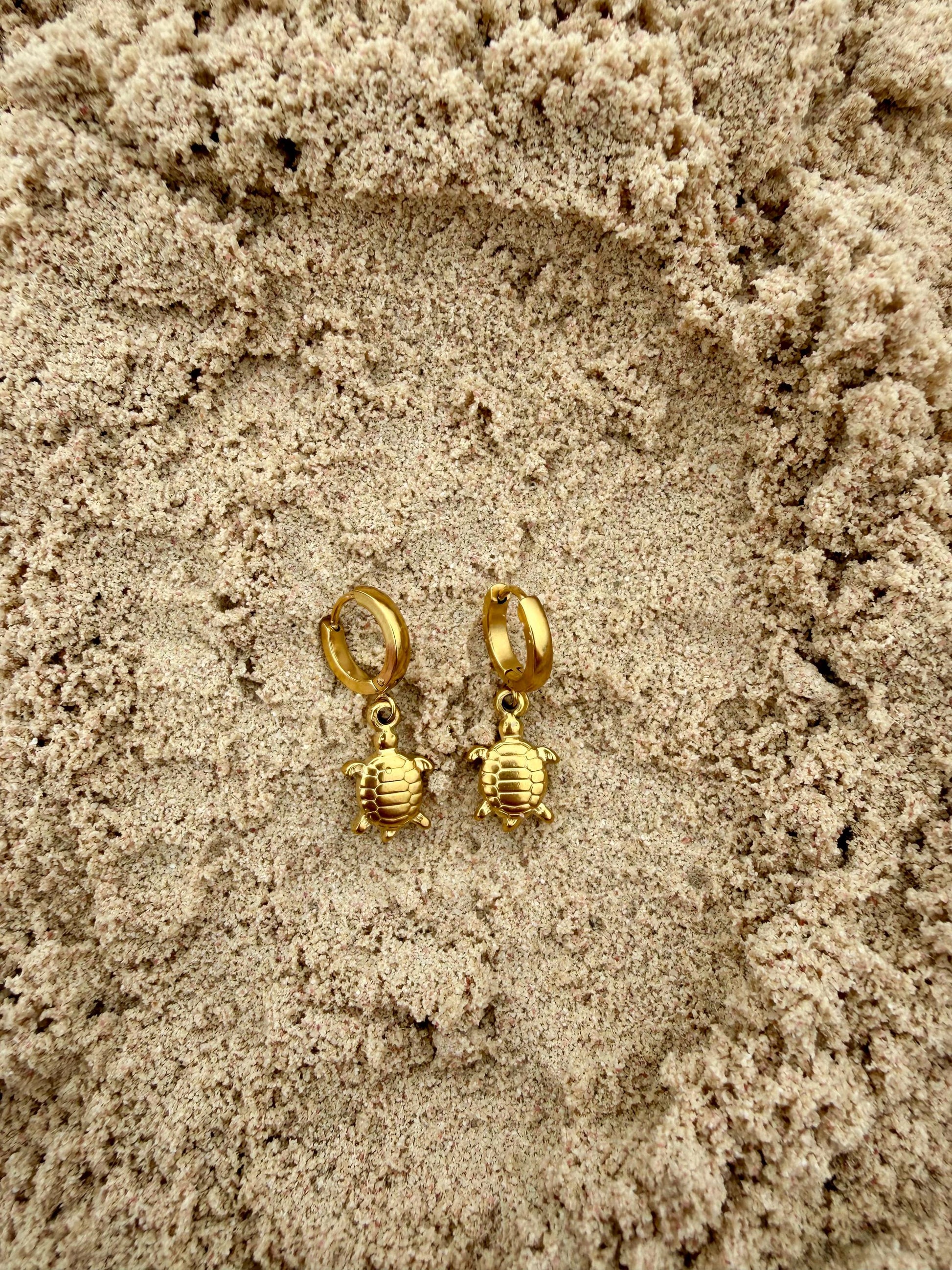 Sea Turtle Huggies | Gold Turtle Earrings | Stainless Steel Hoop Earrings | Beach Jewelry | Coastal Earrings | Ocean Inspired Jewelry