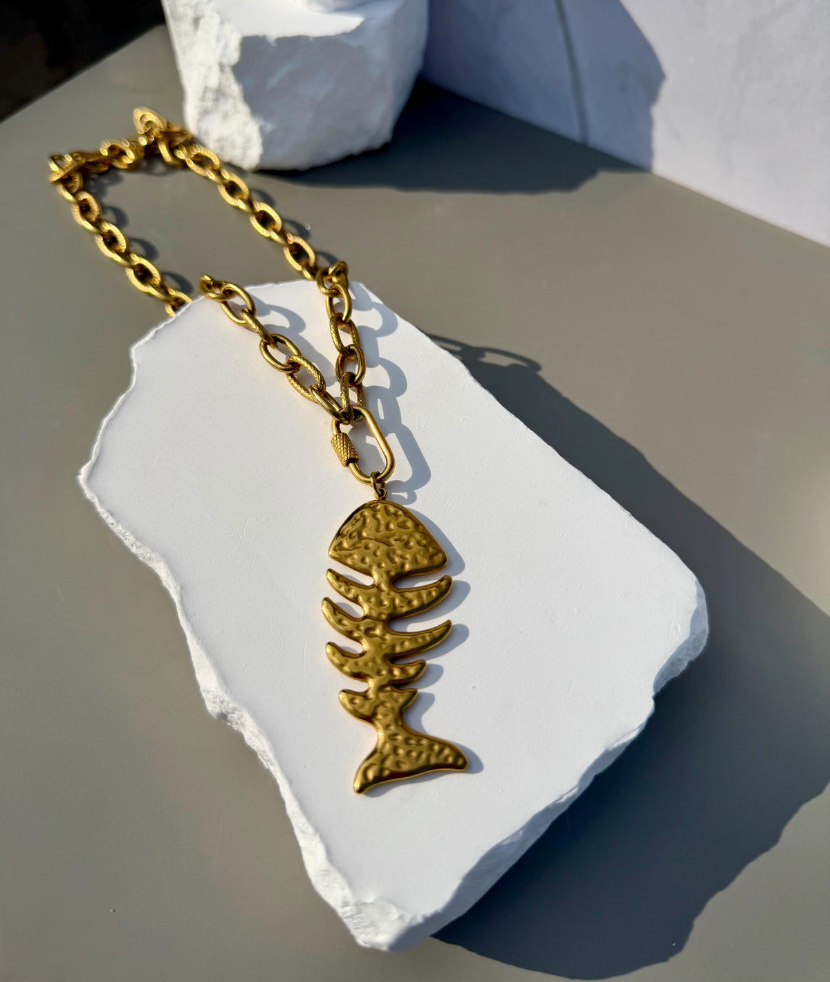 Catch of the Day Necklace | Stainless Steel Fishbone Pendant