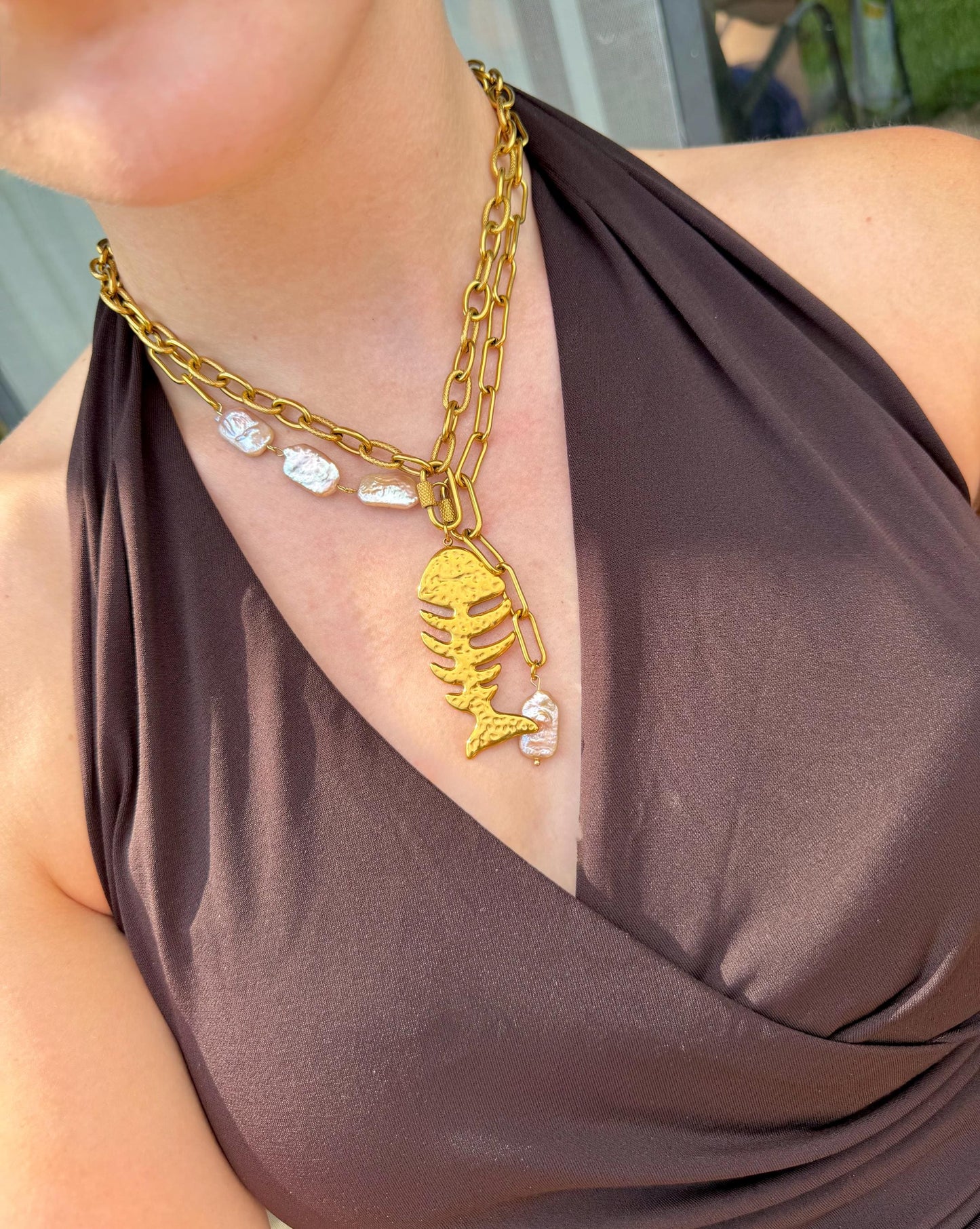 Catch of the Day Necklace | Stainless Steel Fishbone Pendant