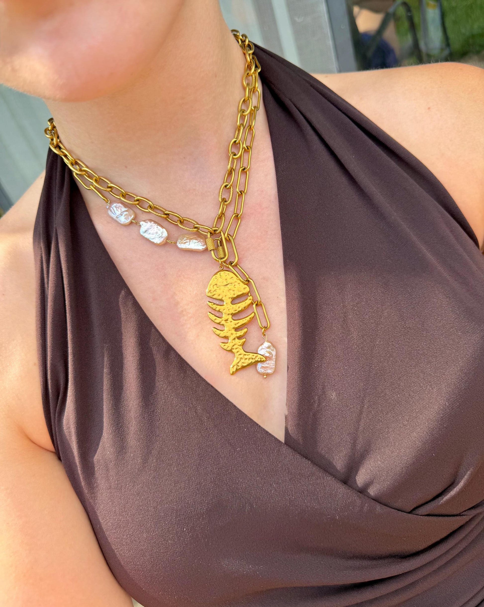 Catch of the Day Necklace | Stainless Steel Fishbone Pendant