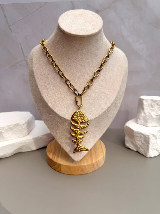 Catch of the Day Necklace | Stainless Steel Fishbone Pendant