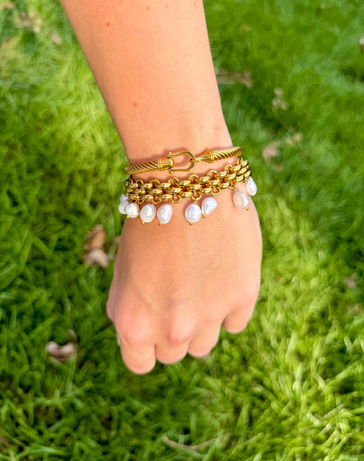 The Panther Link Bracelet | Chunky Stainless Steel Chain | With or Without Pearl Fringe