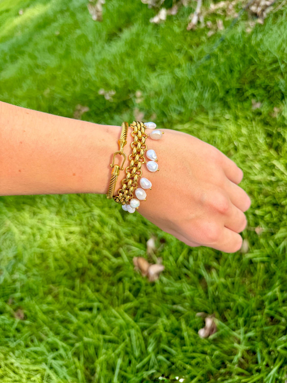 The Panther Link Bracelet | Chunky Stainless Steel Chain | With or Without Pearl Fringe