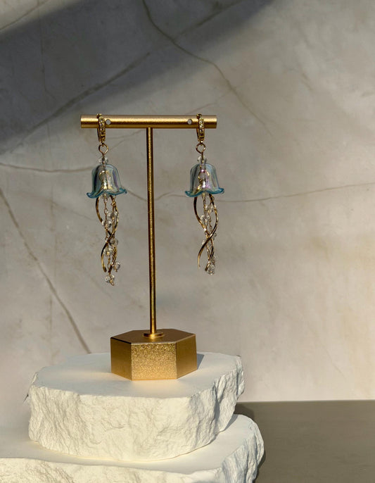 Iridescent Jellyfish Earrings | 18k Gold Plated with CZ