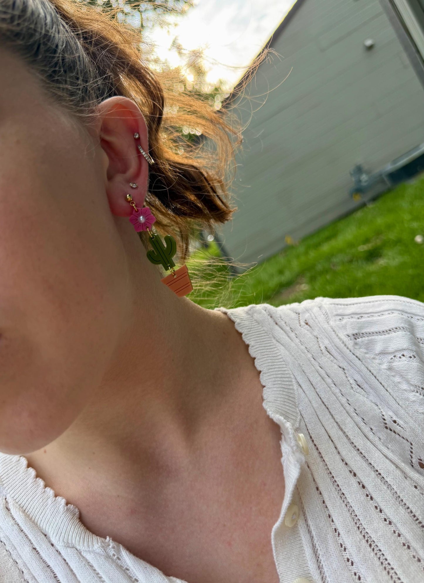 Potted Cactus Drop Earrings | Acrylic Earrings