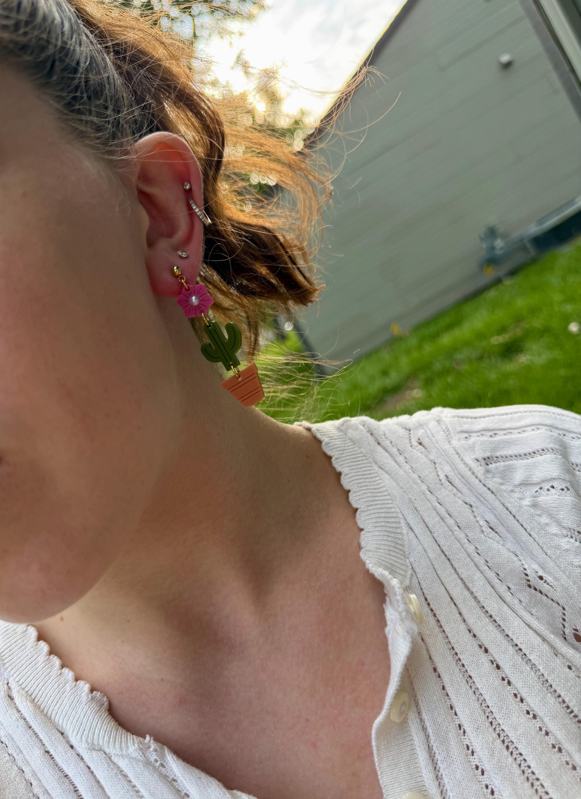 Potted Cactus Drop Earrings | Acrylic Earrings