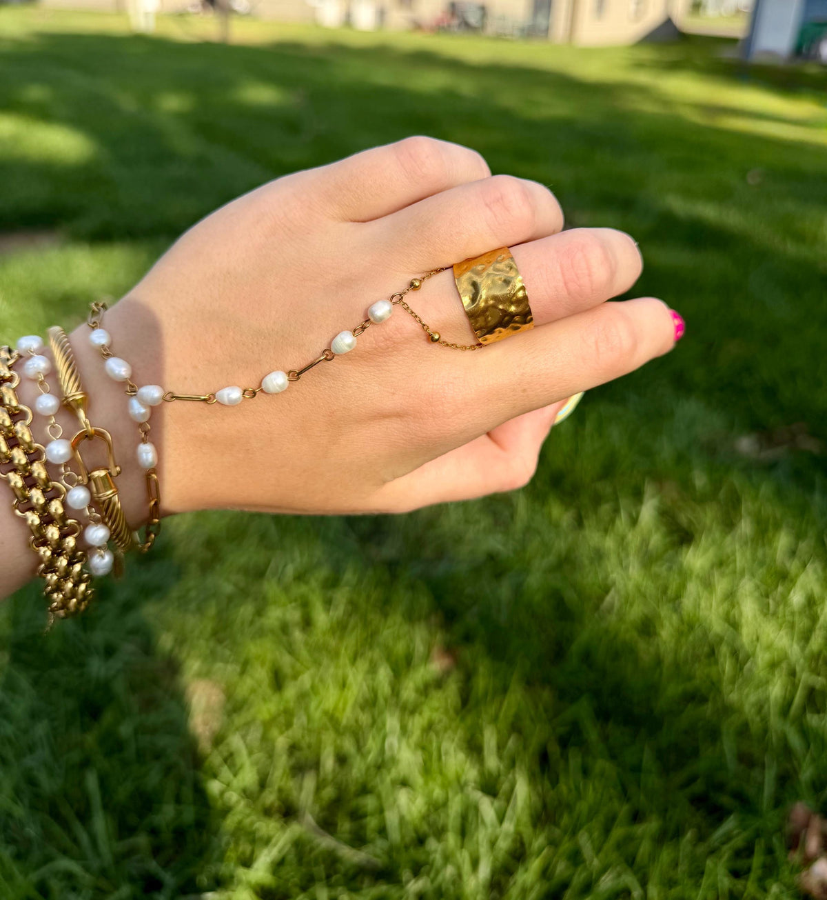 Hammered Wide Band Ring | Adjustable Cuff