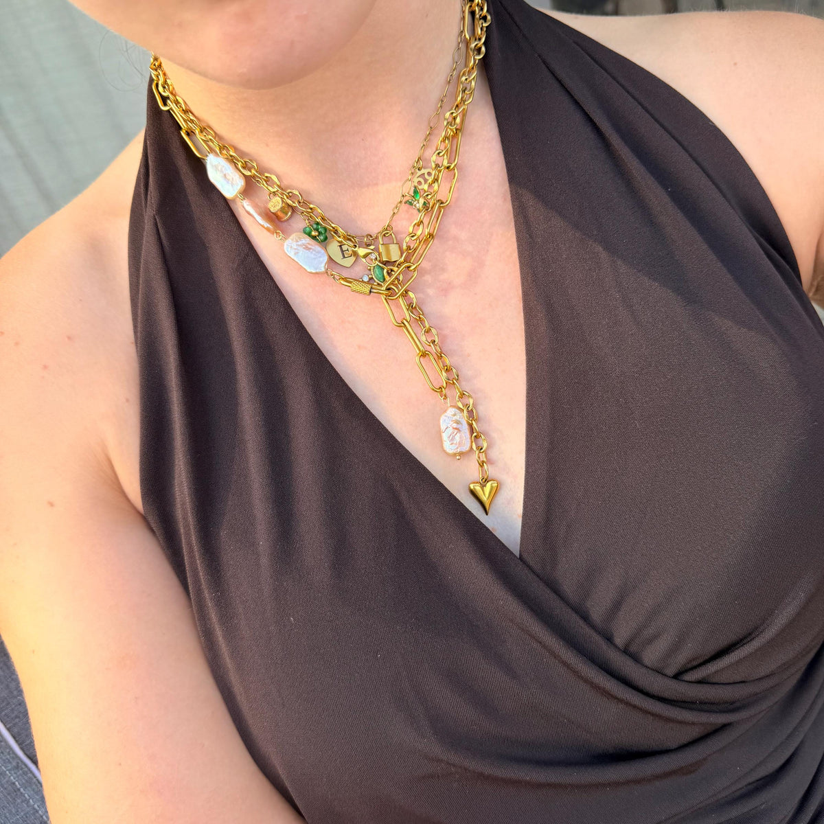 The Pearl Anchor Lariat Necklace | Real Freshwater Pearls & Stainless Steel