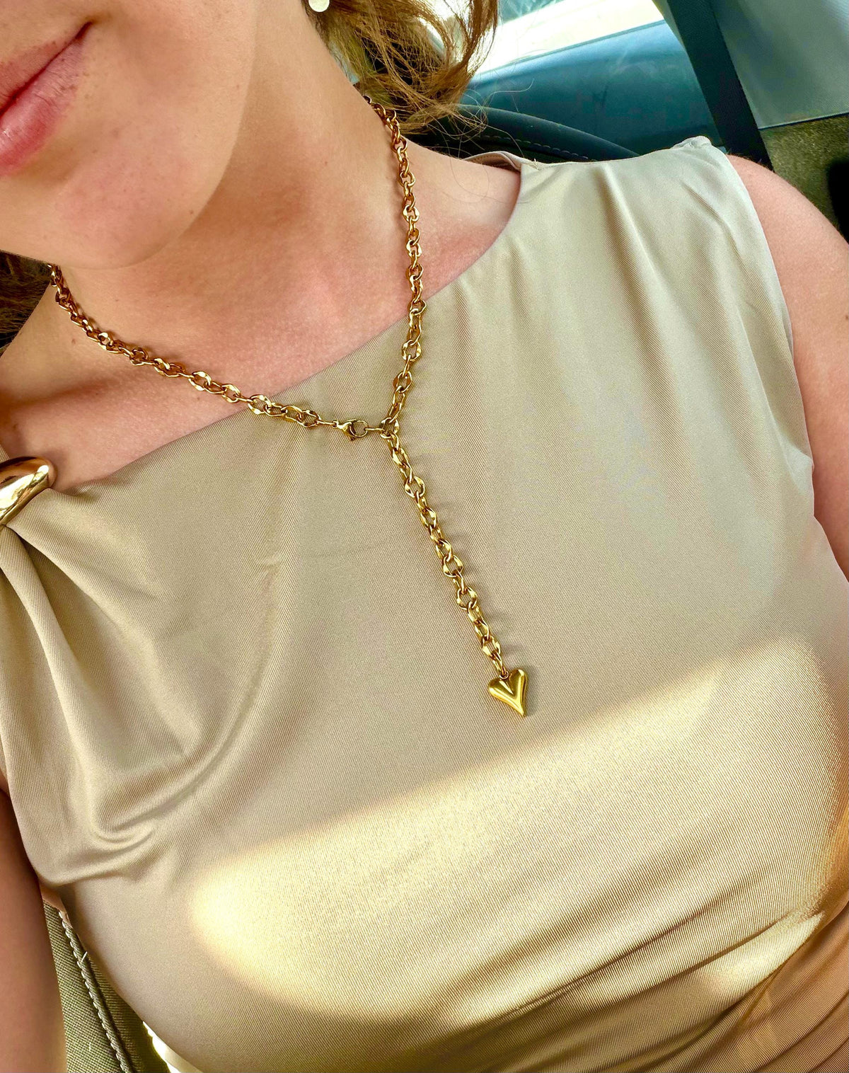 Little Love Lariat Necklace | Stainless Steel With Heart Charm