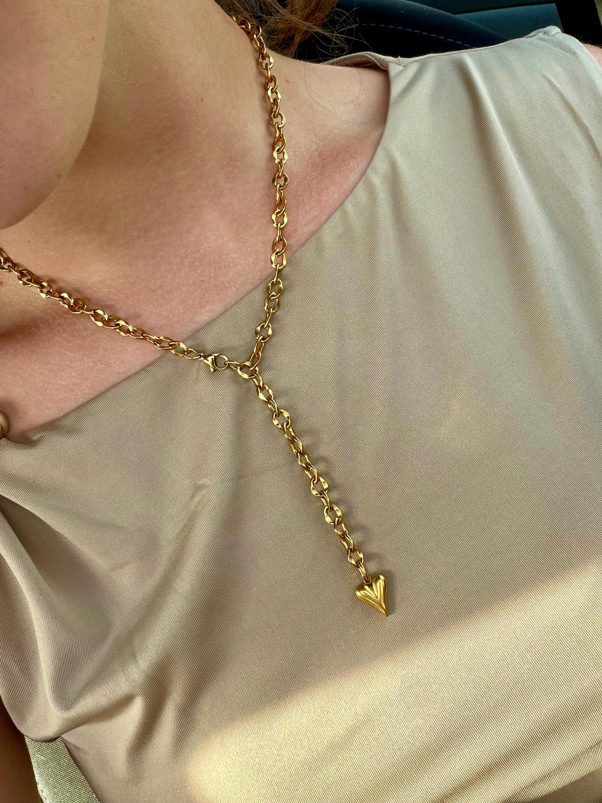 Little Love Lariat Necklace | Stainless Steel With Heart Charm