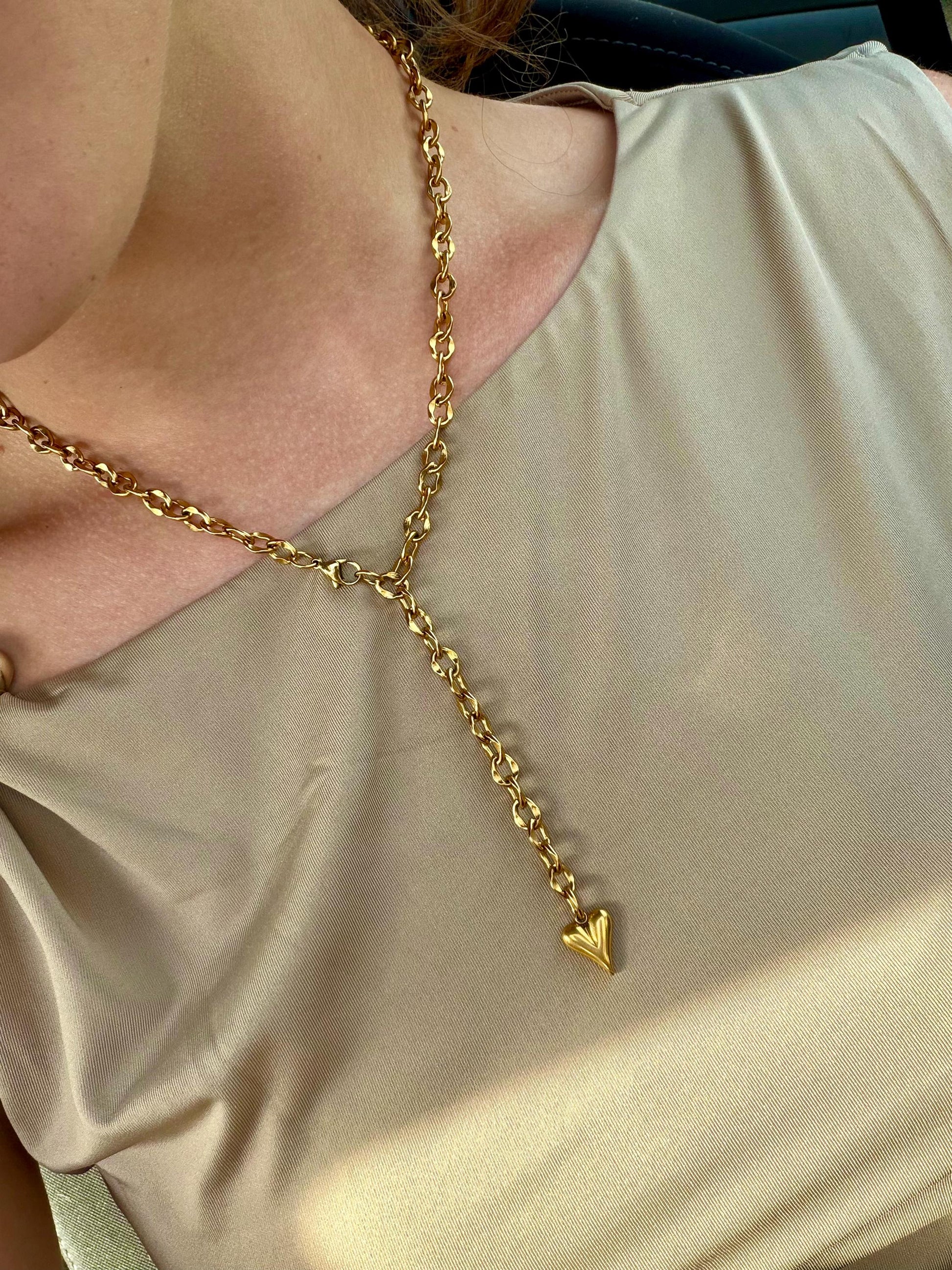 Little Love Lariat Necklace | Stainless Steel With Heart Charm